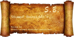 Stumpf Bozsidár névjegykártya